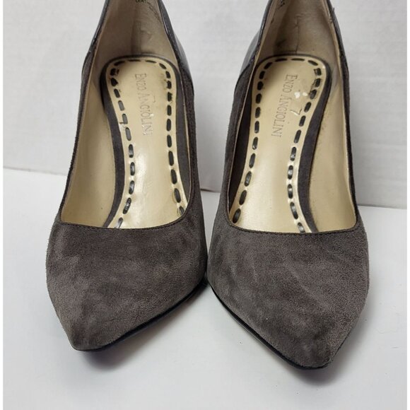 Enzo Angiolini Gray Suede & Leather Pointed Toe Womens Heels Size 6M - Picture 2 of 10